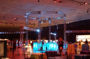 Circle Truss with Suspended Tables with Lucite Bars Circle Truss with Suspended Tables with Lucite Bars