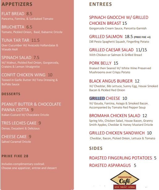 conshy cafe menu 2