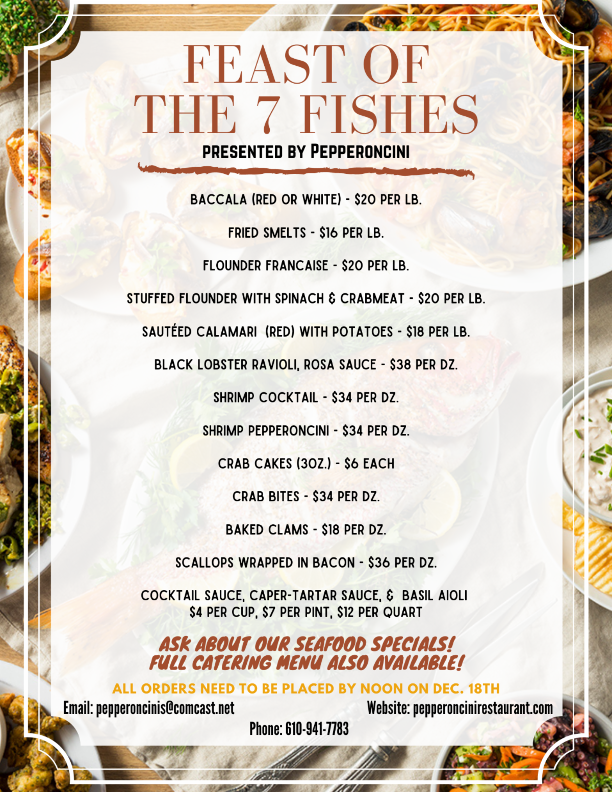 Seven fishes clearance menu