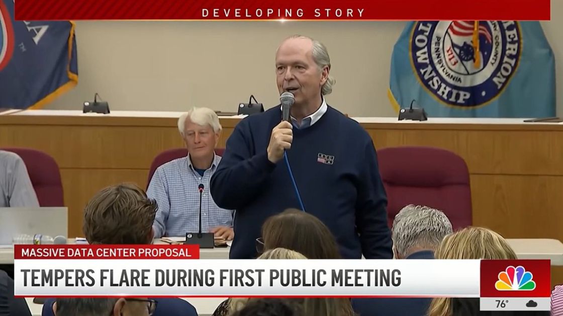 Local televsion news coverage of data center meeting in Upper Merion